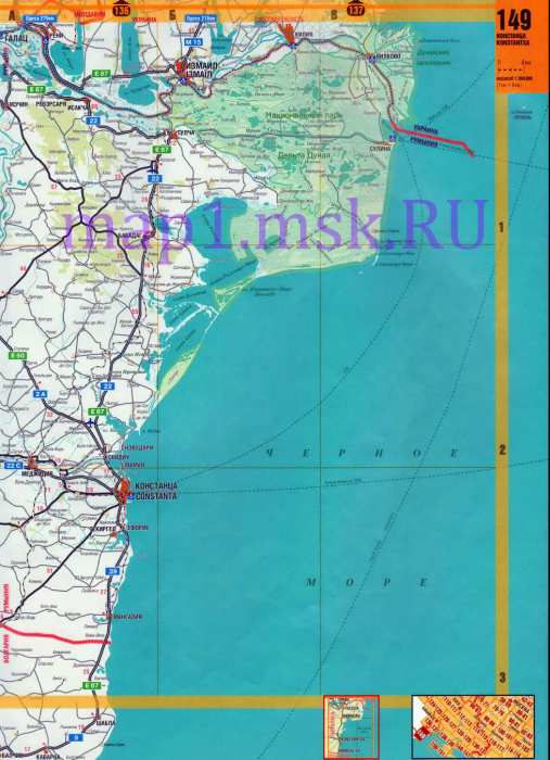 Подробная карта побережья Румынии. Карта Румынского побережья Черного моря